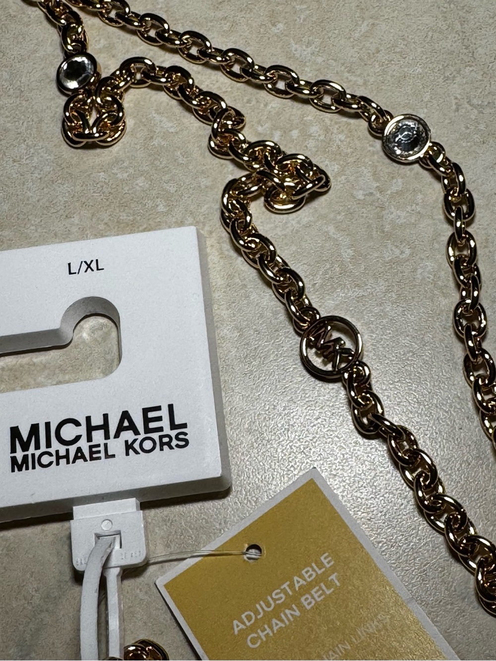 MICHAEL Michael Kors Gold Chain Link Adjustable Belt Sz-L/XL NWT